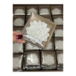  Süslemeli Lotus Mum, Kraft Kutulu Söz, Nişan, Düğün, Kına, Doğum Günü Hediyelik-10 Adet