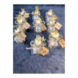 Bernamiofficial Mika Kutu Ve Mum Hediyelik 20 Adet Nişan Söz Düğün Hediyelik