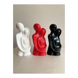 Sevgili Aşıklar Sarılmış Biblo Dekor biblo -Siyah Beyaz kırmızı 20 cm 3 Lü Set