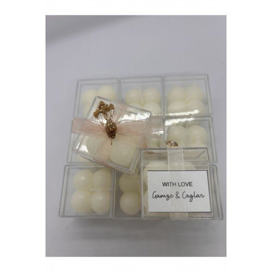 10 Adet Hediyelik Mini Bubble Mum Kutulu Isim Etiketli Düğün, Nişan, Nikah, Özel Günler