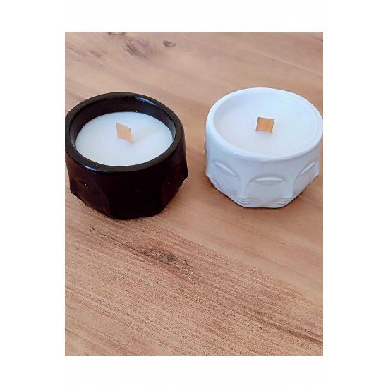 Dekoratif %100 Soya Wax Lavanta Kokulu Seramik El Yapımı Doğal Aromaterapi Mum 2'li Set