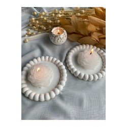 2'li Şakayık Mum ve Buble 2'li Dekoratif Tabak