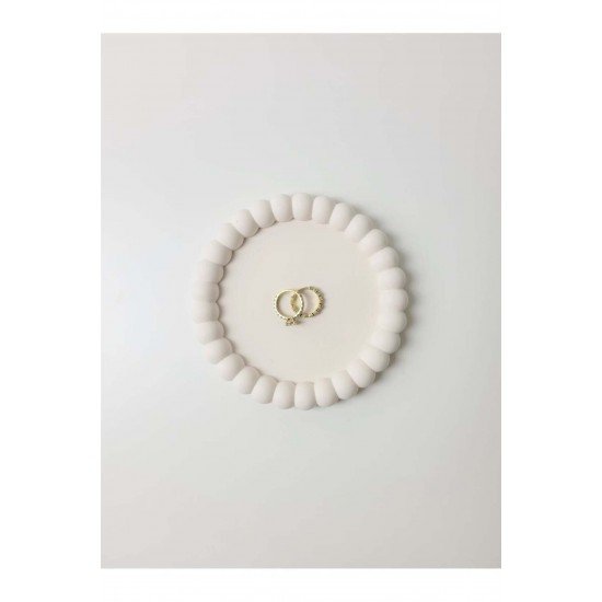 Bubble Dekoratif Tabak, Beyaz Takı Tabağı, Bardak Atlığı