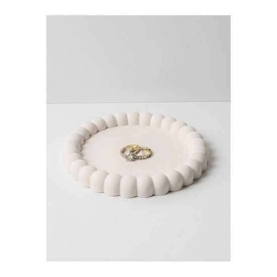 Bubble Dekoratif Tabak, Beyaz Takı Tabağı, Bardak Atlığı