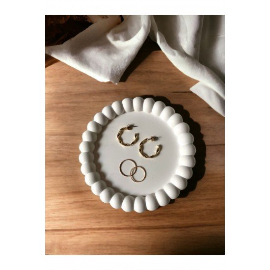 Bubble Dekoratif Tabak, Beyaz Takı Tabağı, Bardak Atlığı