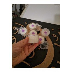 Dekoratif Mum Papatya Kokulu Mum, Mor Papatya Mum, Mika Kutulu Papatya Mum, 1 Adet, Kapakla 2 Parça