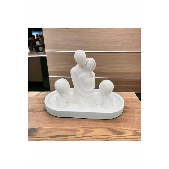 Bernamiofficial Dekoratif Sarılan Çift, 2 Adet Çocuk Figürü Ve Yatay Stand