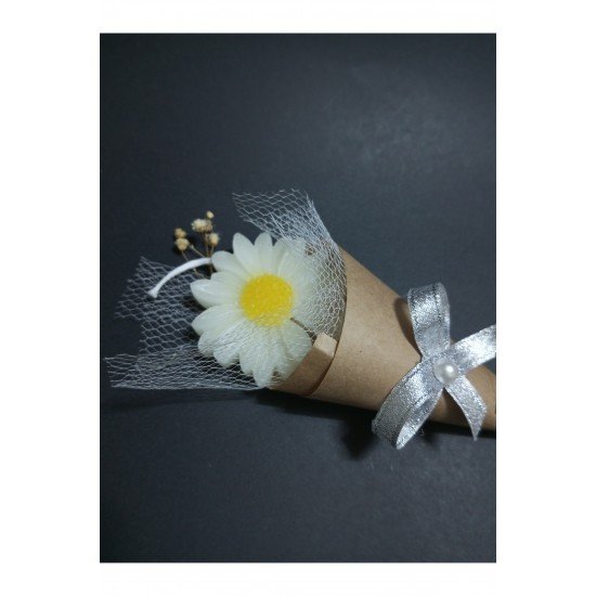 Bernamiofficial 20 Adet Papatyalı Buket Mum Söz Düğün Nikah Nişan Kına Hediyelik