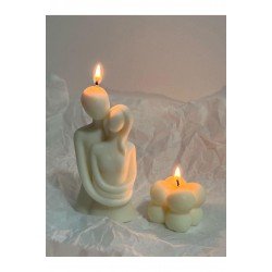 Bernamiofficial Sarılan Çift Dekorasyon Mum, Hadiyelik Mum, Yanında Lüks Bubble Küp Mum Hediye