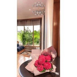 Bernamiofficial 6'lı Vişne Şakayık Buket Mum (SANDAL, LAVANTA, GÜL, NAR, ÇİKOLATA) Kokulu Mum Buket