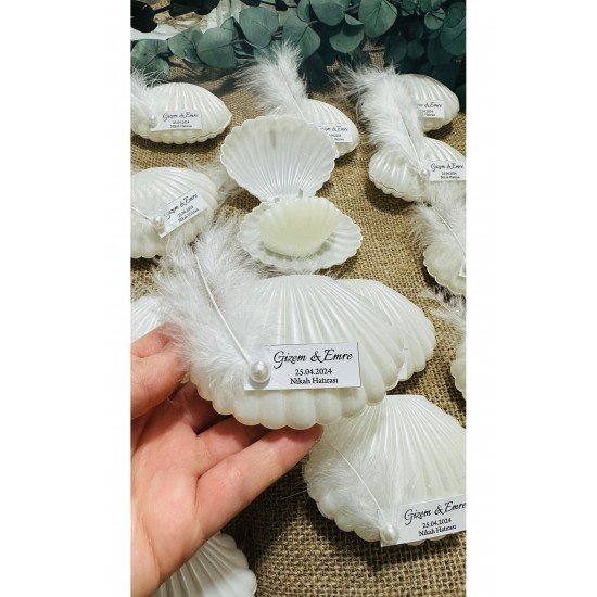 Bernamioffcial Midye Kutlu Midye Mum 25 Adet Nikah Hediyelik