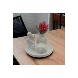 Bernamiofficial Dekoratif Çizgili Pampas Vazo, Sarılan Çift, Geometrik Mumluk Ve Yuvarlak Stand