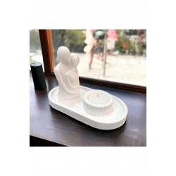 Bernamiofficial Dekoratif Sarılan Çift, Çizgili Mumluk Ve Yatay Stand