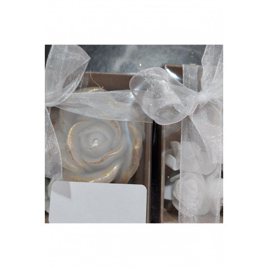 Kutulu 10 adet çiçekli gül mum nişan nikah söz hediyelik