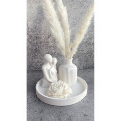 Bernamiofficial Sarılan Sevgili Biblo , Şakayık Mum,vazo Ve Çok Amaçlı Tabak Seti