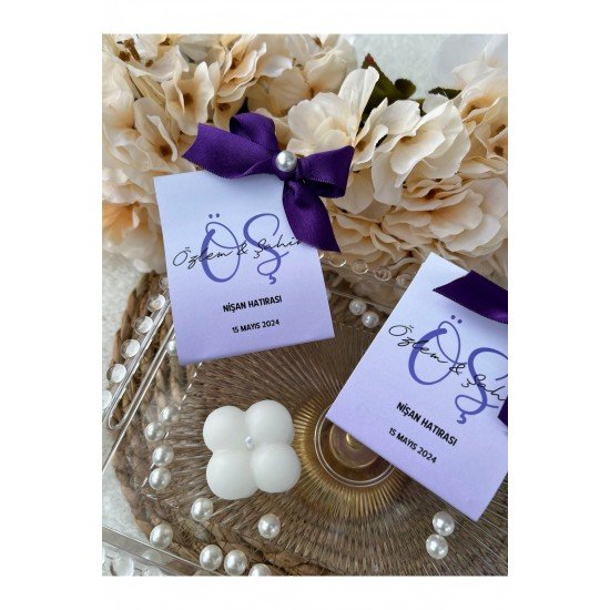 Kartlı Bubble  Mum Düğün, Nişan , Söz ,Kına , Mevlüt , Doğum günü , Yılbaşı Hediyelik- 20 adet