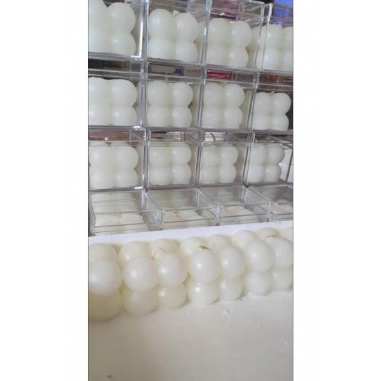 10 Adet Mika Kutulu Beyaz Mini Bubble Mum Seti