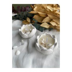 Bernami 2'li Deniz Kabuğu Süslemeli Lotus Mum