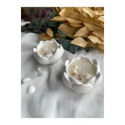 Bernami 2'li Deniz Kabuğu Süslemeli Lotus Mum