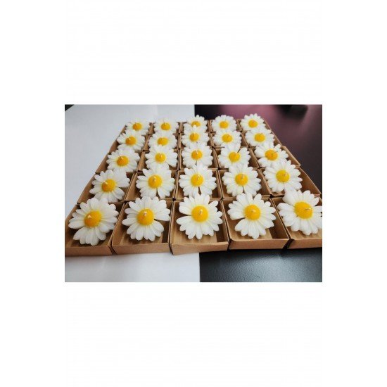 50 Adet Kraft Kutulu Papatya Mum nişan, söz, düğün, doğum günü, kına