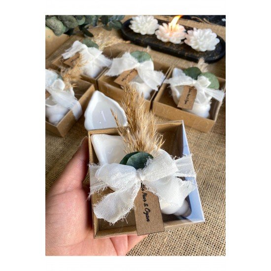 50 Adet Deniz Kabuğu Mum Söz Nişan Nikah Kına Gecesi Düğün Hediyelik