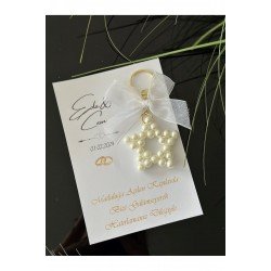 25 Adet Kartlı inci Anahtarlık Düğün,kına,söz,nişan Hediyeliği Anahtarlık Hediyelik
