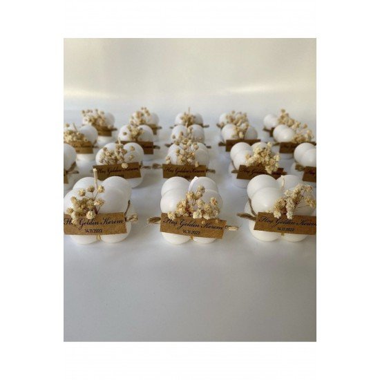 20 Adet Çiçek Süslemeli Hediyelik Bubble Mum