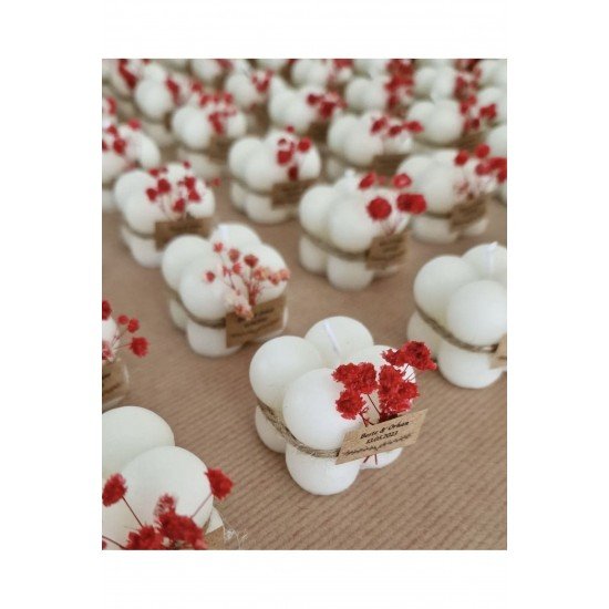 20 Adet Çiçek Süslemeli Hediyelik Bubble Mum