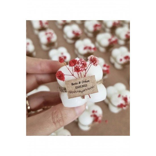 20 Adet Çiçek Süslemeli Hediyelik Bubble Mum