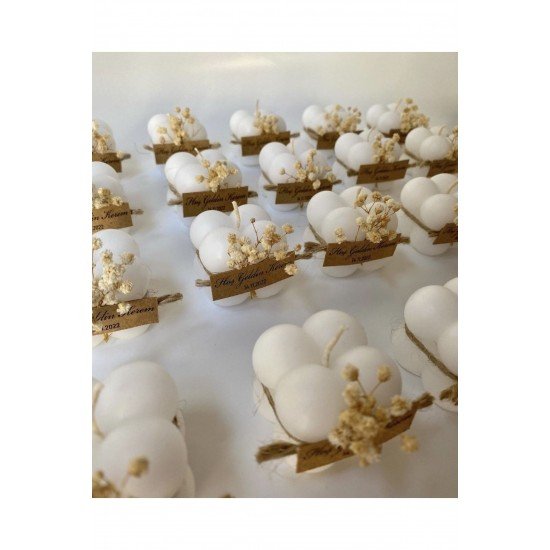 20 Adet Çiçek Süslemeli Hediyelik Bubble Mum