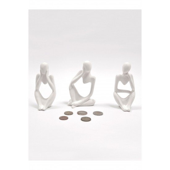 Soyut Düşünen Heykel 3'lü Beyaz* Dekoratif Obje *beton
