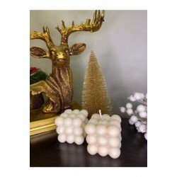 Soya Mumu -2'li Bubble Dekoratif Krem Mum