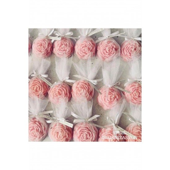 Bernamiofficial 10 Adet Süslemeli Şakayık Mum, Nikah Şekeri, Doğum, Nişan, Kına, Düğün, Söz,