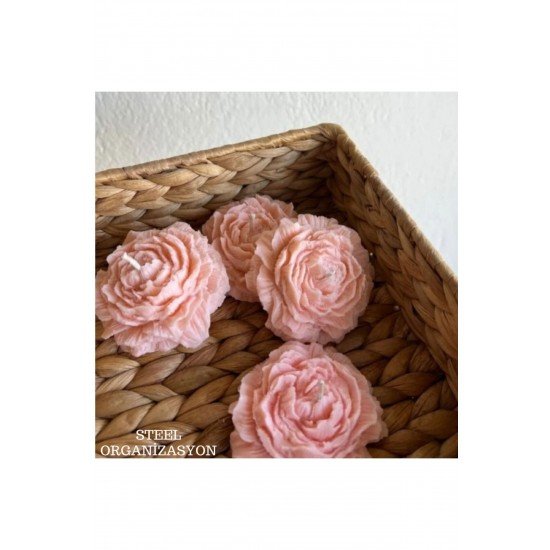 Bernamiofficial 10 Adet Süslemeli Şakayık Mum, Nikah Şekeri, Doğum, Nişan, Kına, Düğün, Söz,