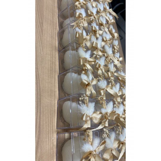 Süslemeli Isimli Mika Kutulu Istiridye Mum Söz Kına Nişan Hediyelik Şekerlik (15 Adet )