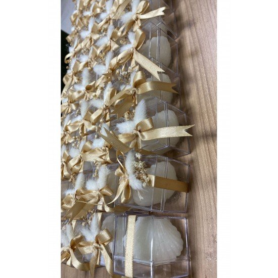 Süslemeli Isimli Mika Kutulu Istiridye Mum Söz Kına Nişan Hediyelik Şekerlik (15 Adet )