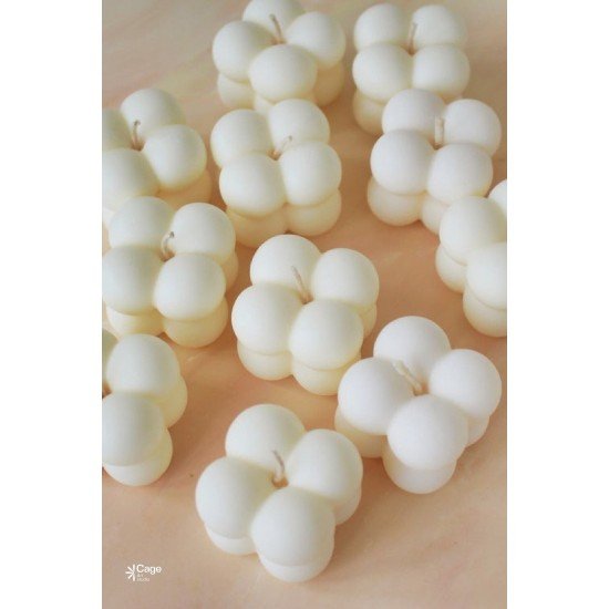 Kokulu Dekoratif Mini Bubble Mum - Beyaz Renk 1 Adet