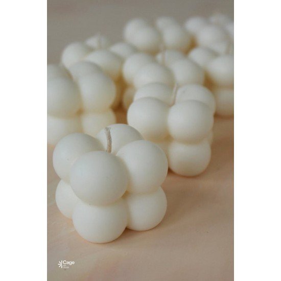 Kokulu Dekoratif Mini Bubble Mum - Beyaz Renk 1 Adet
