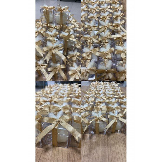 Süslemeli Isimli Mika Kutulu Istiridye Mum Söz Kına Nişan Hediyelik Şekerlik (15 Adet )