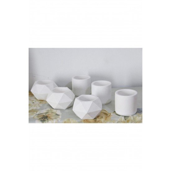 Hediyelik Beton Saksı Seti – Sukulent– Kaktüs– Dekoratif Eşya- Ev Dekerasyon - Saksı Seti