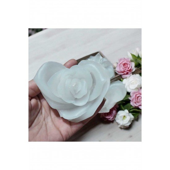 6 adet süslenmiş büyük kalpgül mum nişan nikah söz düğün  doğum