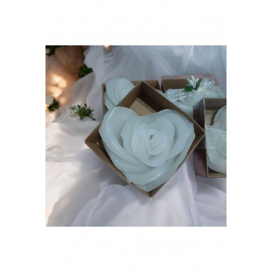 6 adet süslenmiş büyük kalpgül mum nişan nikah söz düğün  doğum