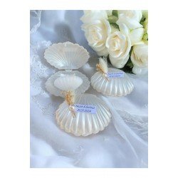 Özel Tasarım 10 Adet Süslemeli Istiridye Mum. Düğün, Kına, Nişan, Söz, Nikah Hediyelik Kutu