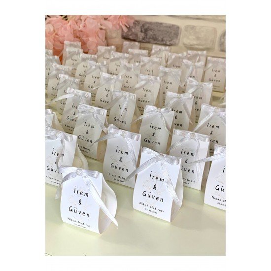 15 Adet Beyaz Süslü Bubble Mum Hediyelik Söz Nişan Nikah Kına