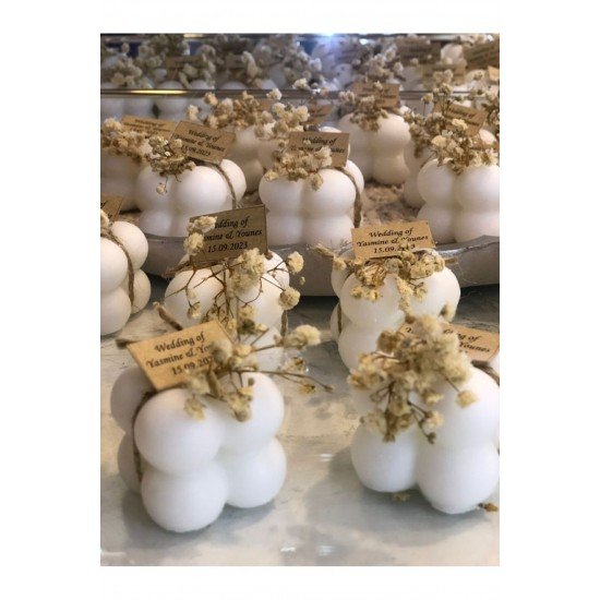 10 âdet süslü buble mum. Nisan düğün hediyelik kına nikah şekeri bebek şekeri