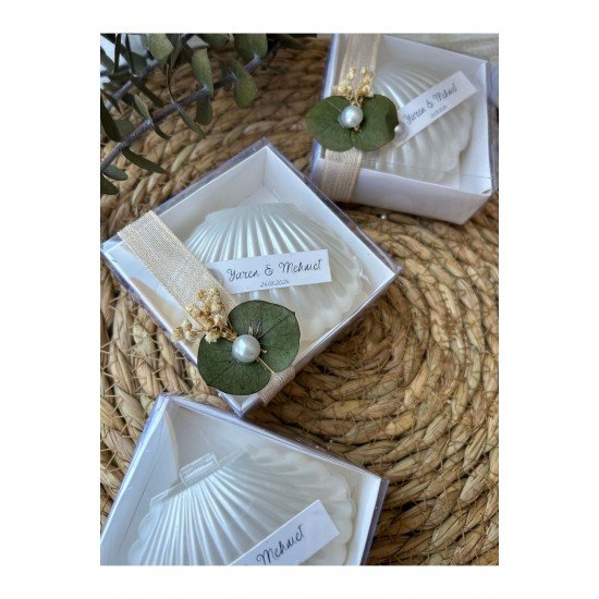 Kutulu Istiridye Mum Düğün, Nişan , Söz ,kına , Mevlüt , Doğum Günü , Yılbaşı Hediyelik-15 Adet