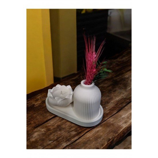 Vazo Ve Lotus Mumluk Seti