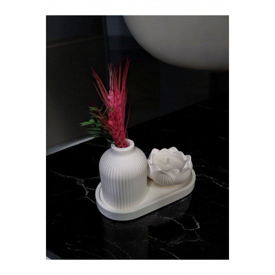 Vazo Ve Lotus Mumluk Seti