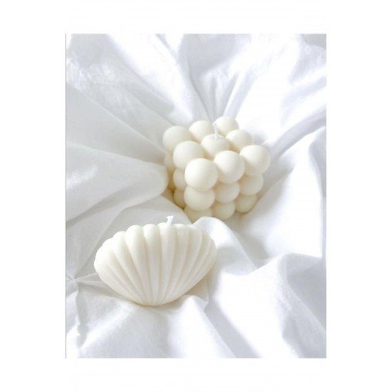 2'li Dekoratif Kokulu Mum Seti Beyaz Renk