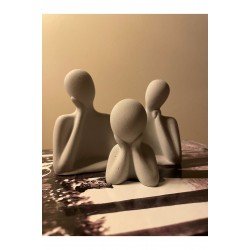 Dekoratif Gri Aile Obje Biblo Heykel Anne,baba,çocuk